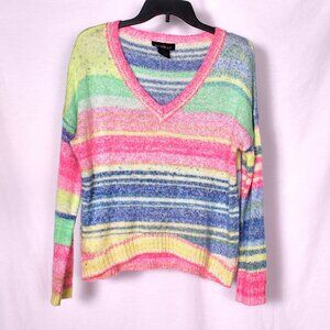 Runway Women's Sweater Size Large Rainbow Stripe